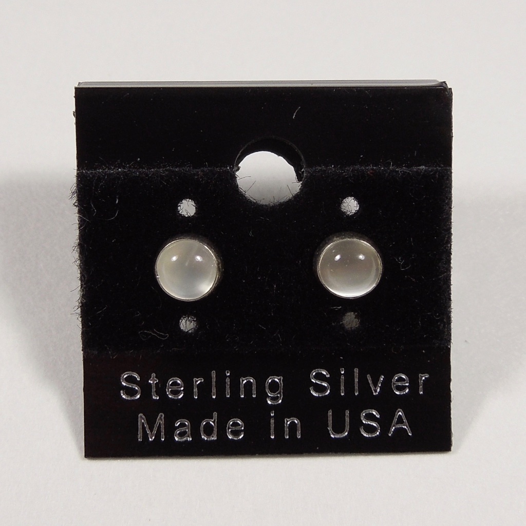 Genuine Moonstone Sterling Silver 4mm Stud Earring
